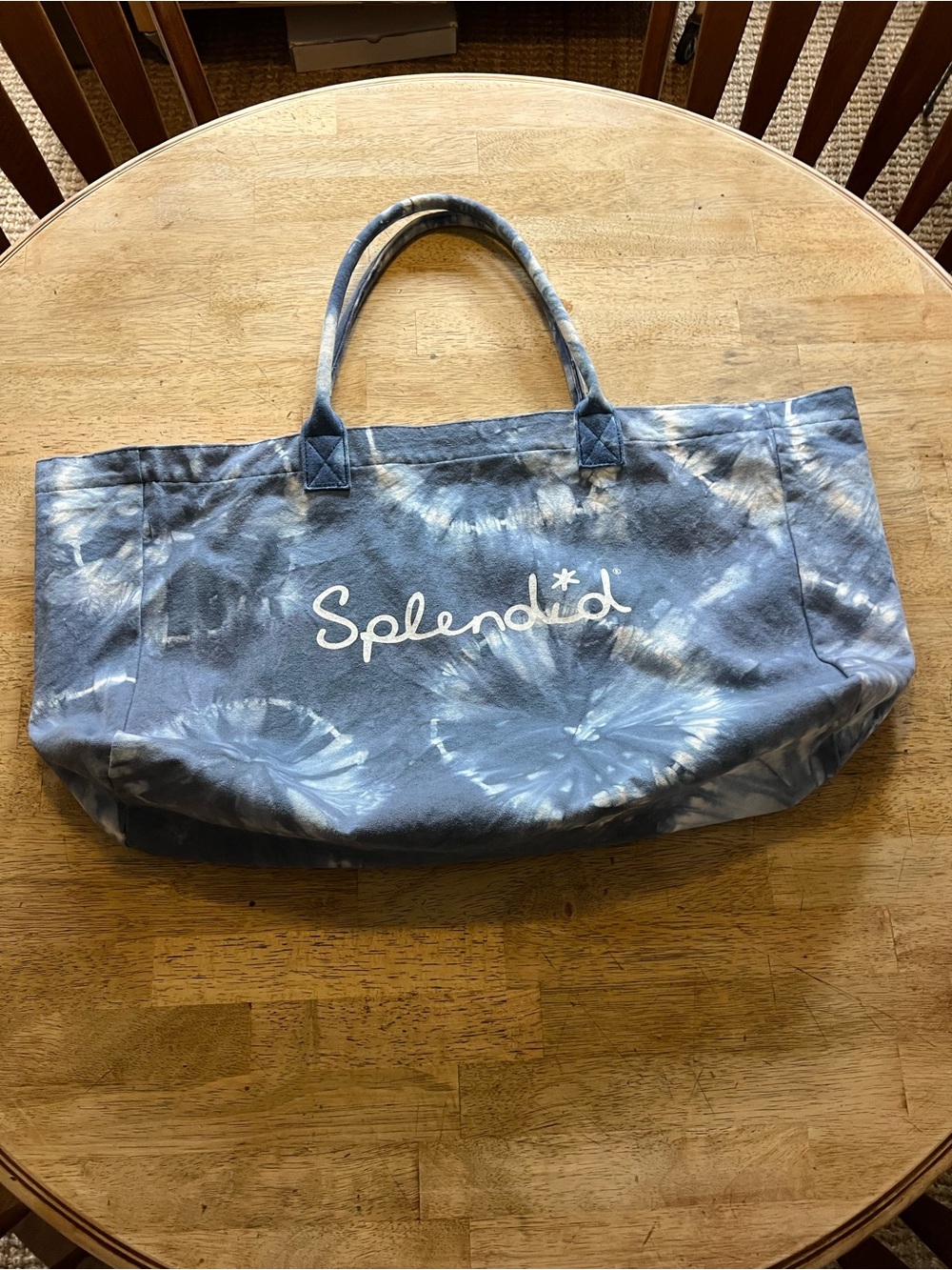 Splendid Blue and White Tie-Dye Canvas Tote Beach Bag